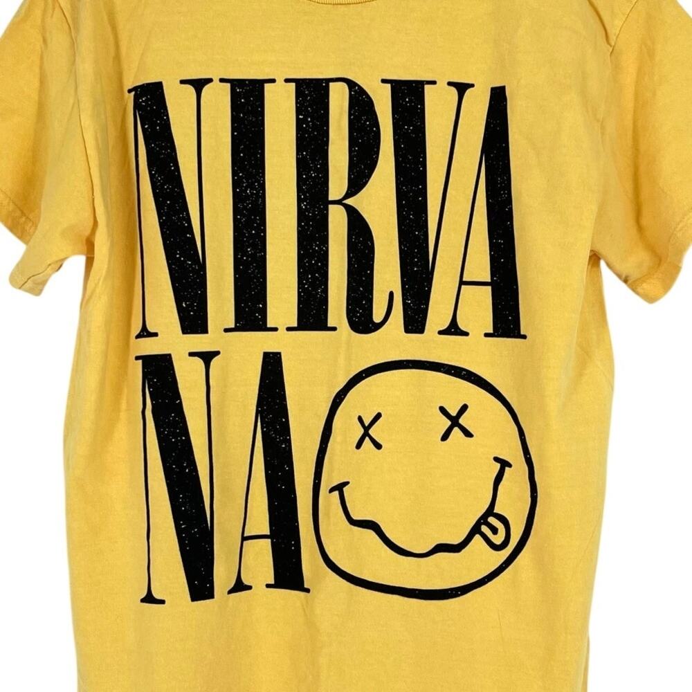 Officially Licensed Nirvana Nevermind Smiley Grunge Tee Yellow Medium - Picture 3 of 8